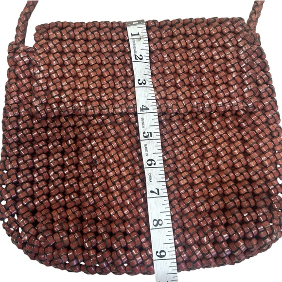 CEE KLEIN ACCESSORIES Leather Woven Boho Crossbody Purse In Copper Brown ✨EUC✨ - Picture 8 of 13